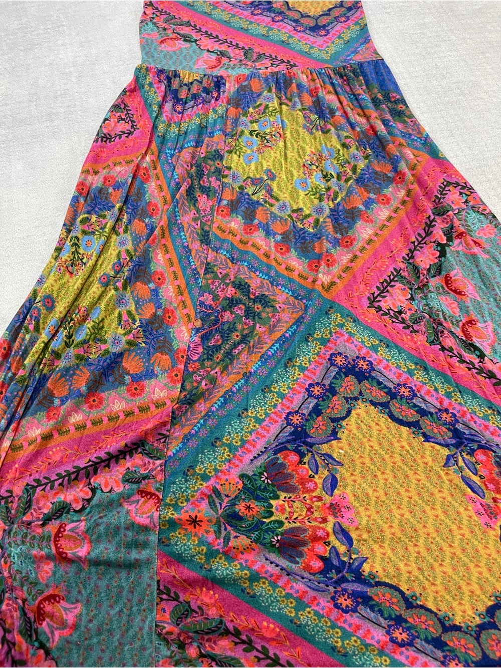 Natural Life Boho Patchwork Maxi Skirt Large Colorful Festival Cottagecore Beach - Picture 2 of 7